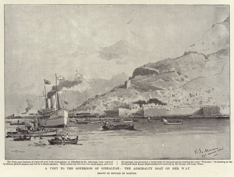 Et besøg hos guvernøren i Gibraltar, Admiralitetsbåden på vej af Eduardo de Martino
