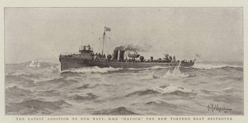 Den seneste tilføjelse til vores flåde, HMS Havock, den nye Torpedo Boat Destroyer af Eduardo de Martino