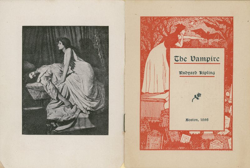 Frontispice og titelblad til The Vampire af Rudyard Kipling af Edward Burne Jones