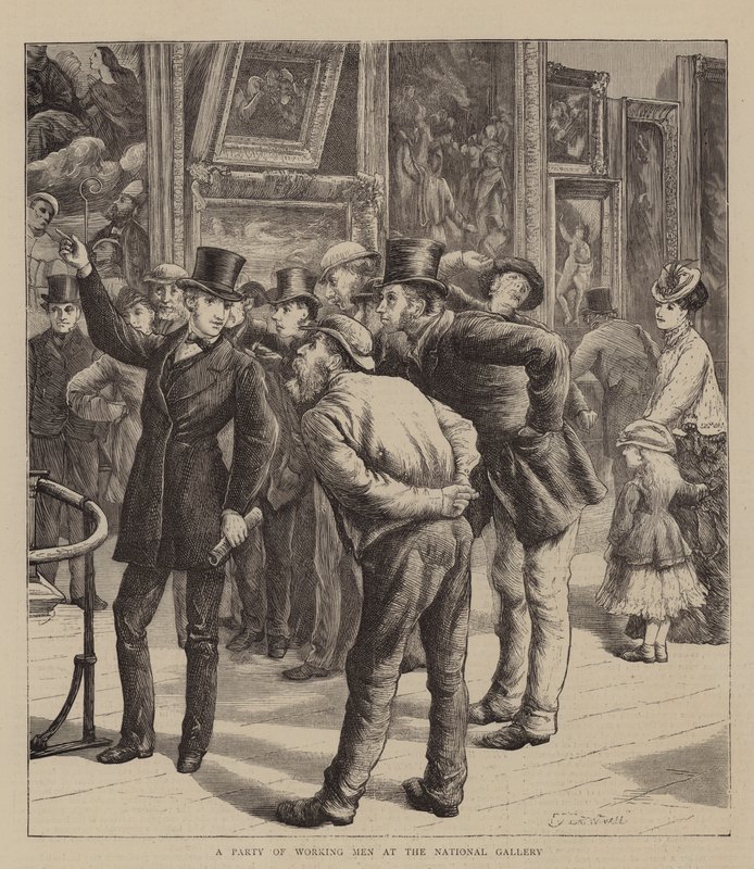 Et parti af arbejdende mænd på National Gallery af Edward Frederick Brewtnall