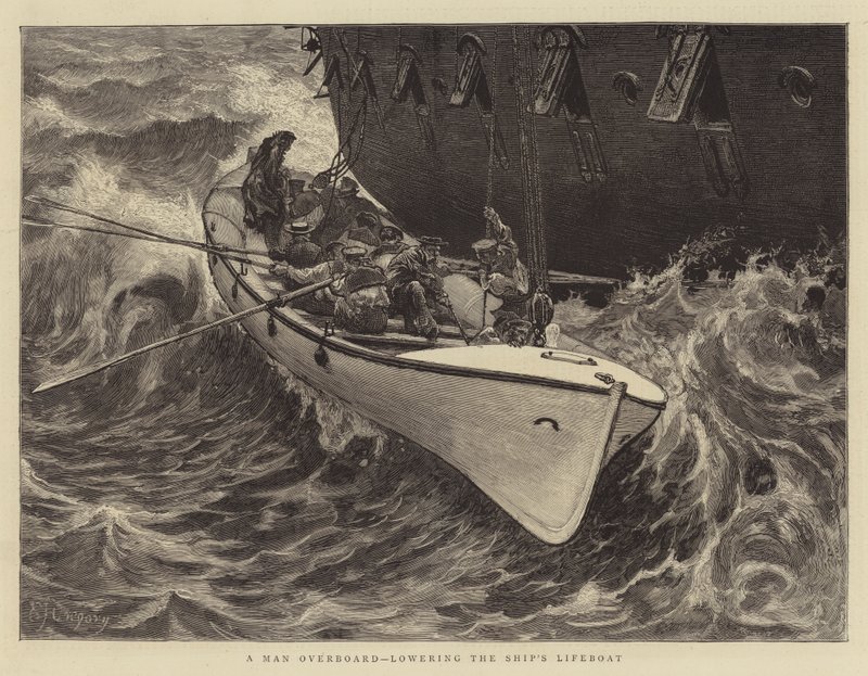 En mand over bord, sænker skibets redningsbåd af Edward John Gregory