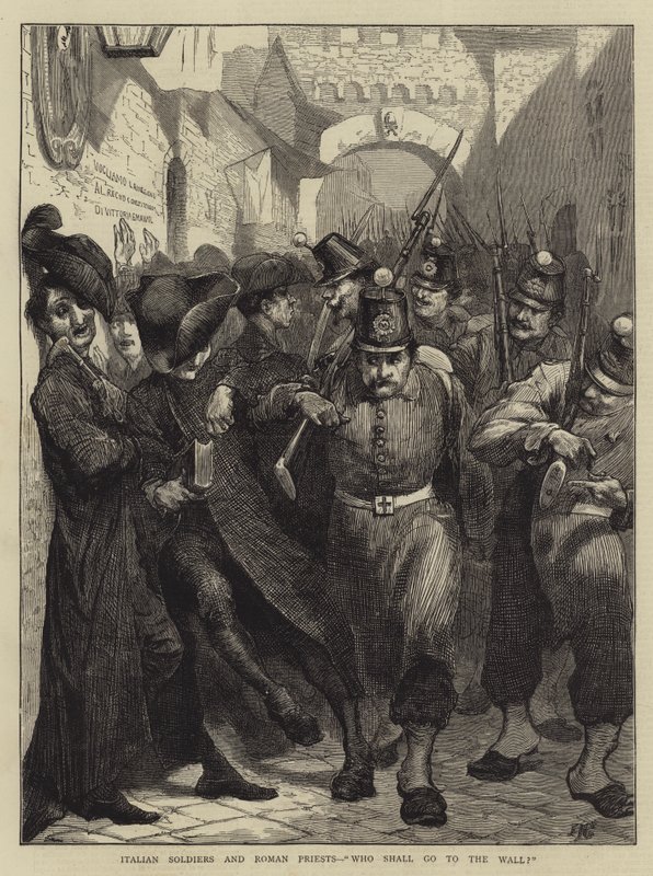 Italienske soldater og romerske præster, som skal gå til muren af Edward John Gregory