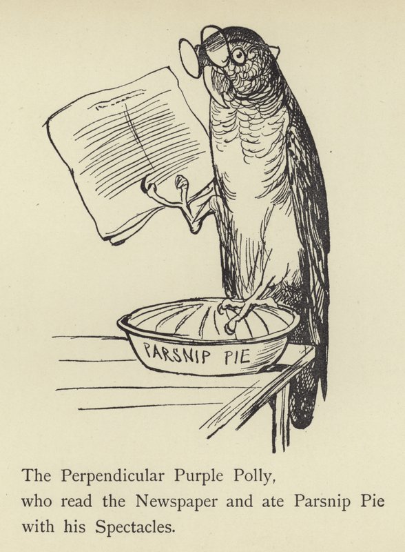 Den vinkelrette lilla polly af Edward Lear