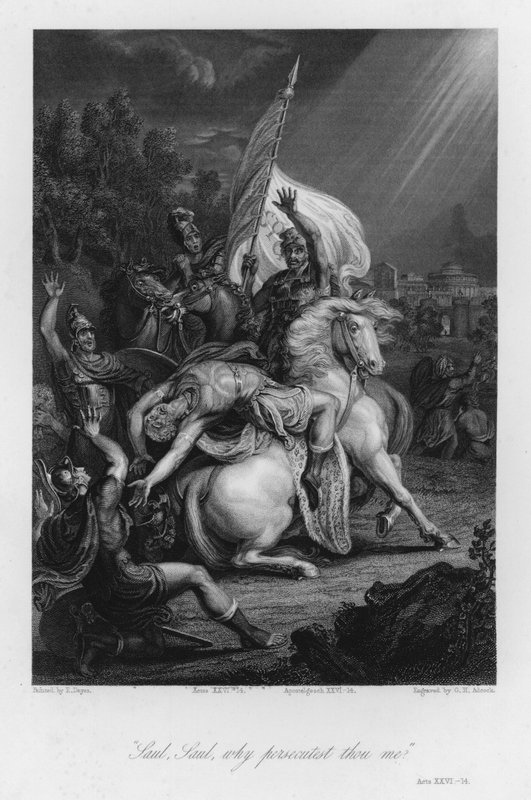 Saulus omvendelse, Apostlenes Gerninger XXVI af Edward (after) Dayes