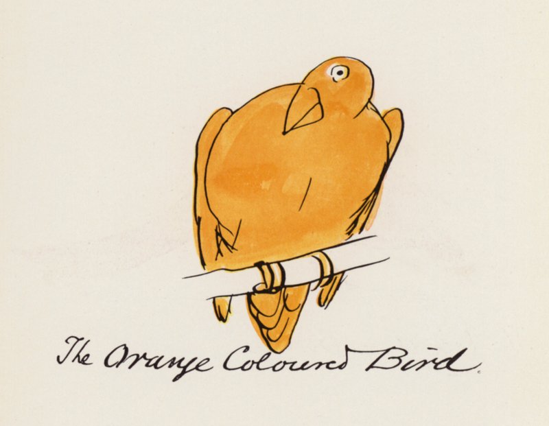 Edward Lear, Fuglebogen: Den orangefarvede fugl (farve litho) af Edward (after) Lear