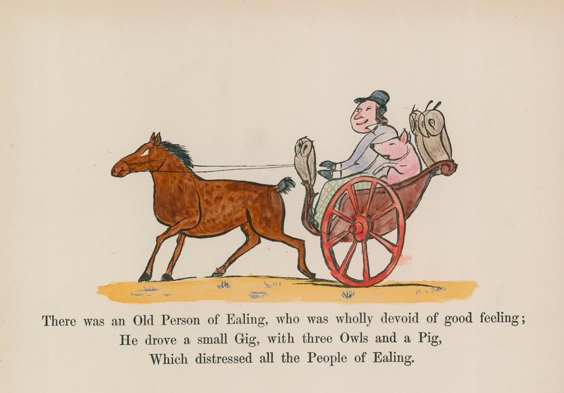 Der var en gammel person fra Ealing, som var helt blottet for gode følelser (farvelagt gravering) af Edward (after) Lear