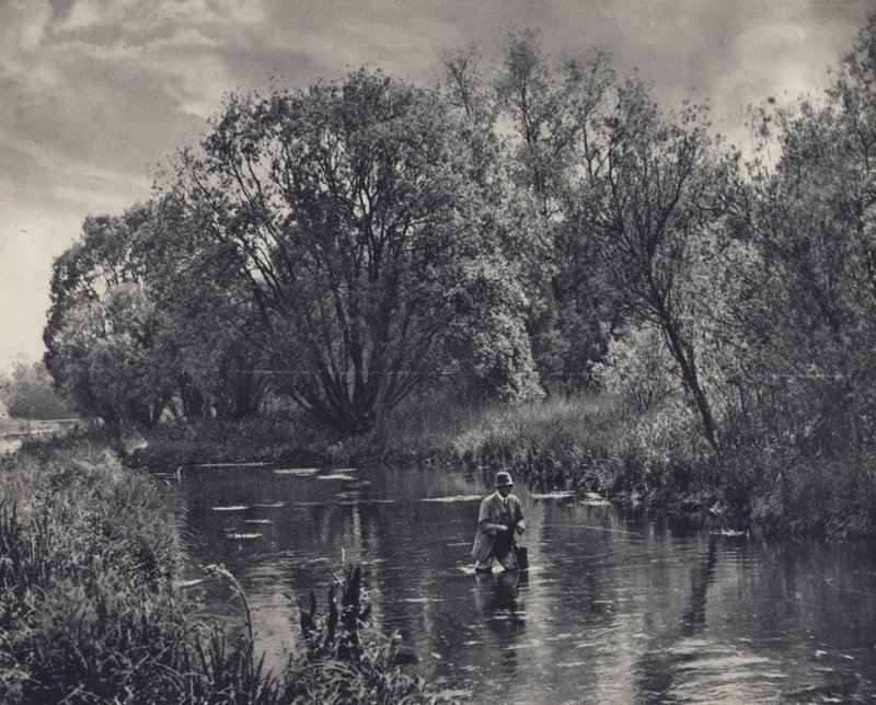 På en prøveflod (s/h-foto) af Edward Alfred Barton