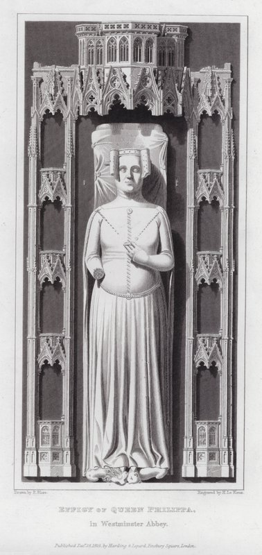 Billede af dronning Philippa, i Westminster Abbey (gravering) af Edward Blore