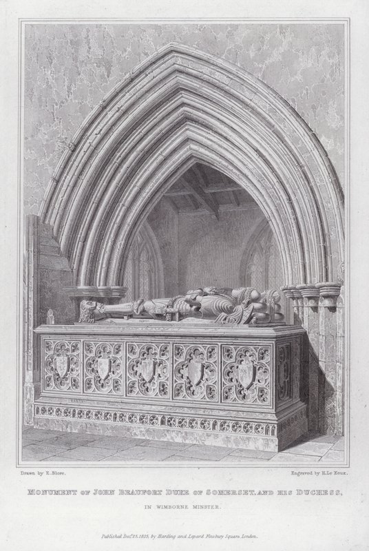 Monument for John Beaufort, hertug af Somerset, og hans hertuginde i Wimborne Minster (gravering) af Edward Blore