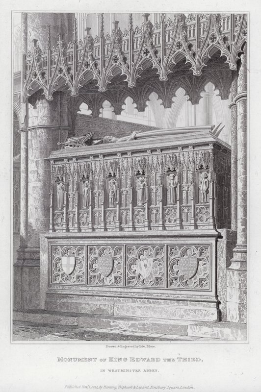 Monument for kong Edward den Tredje, i Westminster Abbey (gravering) af Edward Blore