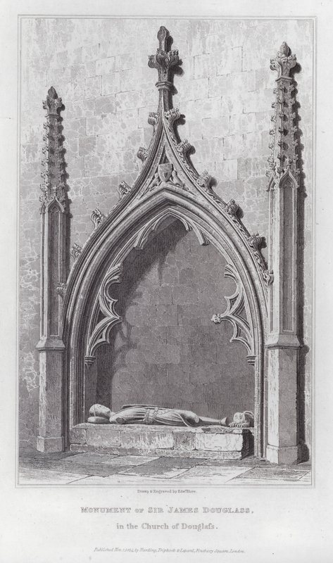 Monument af Sir James Douglass, i Church of Douglass (gravering) af Edward Blore