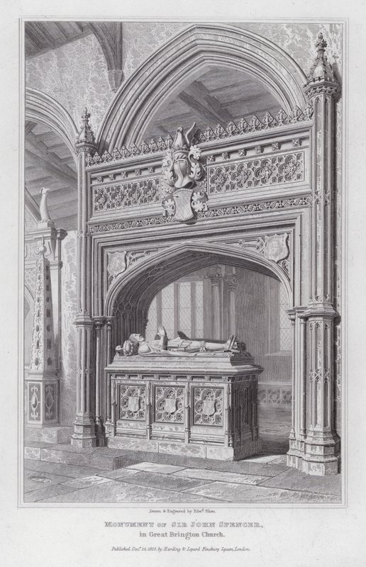 Monument for Sir John Spencer i Great Brington Church (gravering) af Edward Blore