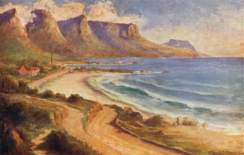 Cape Peninsula, Sydafrika: Camps Bay (farve litho) af Edward Clark Churchill Mace