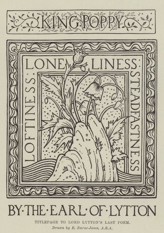 Titelblad til Lord Lyttons sidste digt af Edward Burne Jones