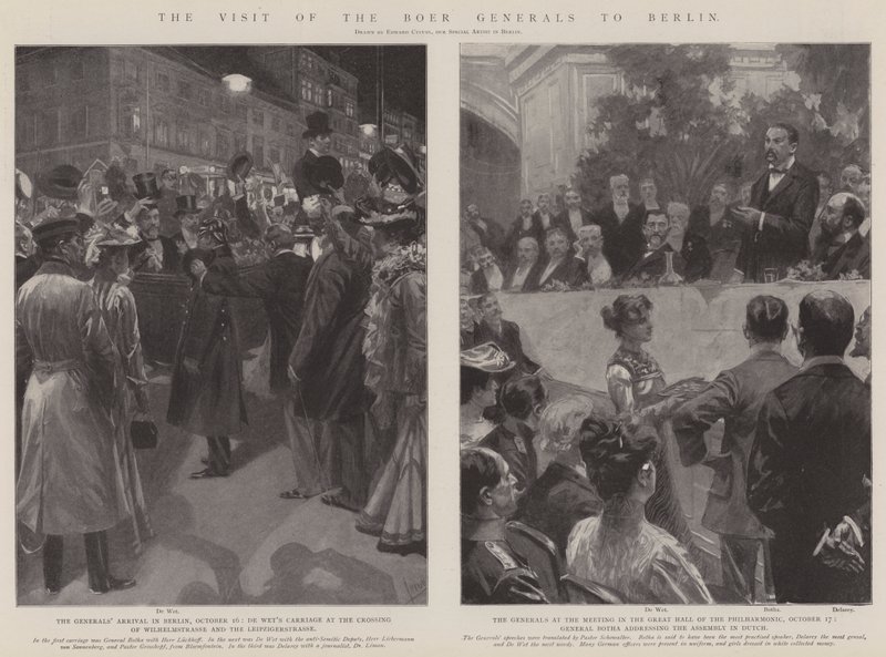 Boer-generalernes besøg i Berlin (litografi) af Edward Cucuel