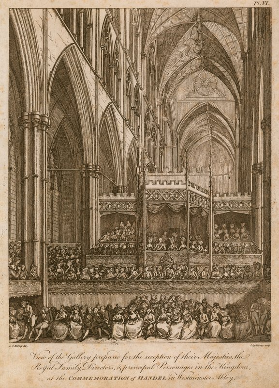Mindehøjtidelighed for Händel, Westminster Abbey, London af Edward Dayes