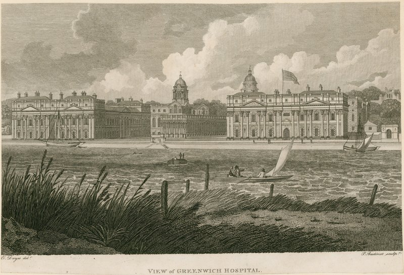 Udsigt over Greenwich Hospital, London af Edward Dayes