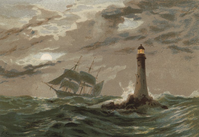 Moonlight, Eddystone Fyrtårn af Edward Duncan
