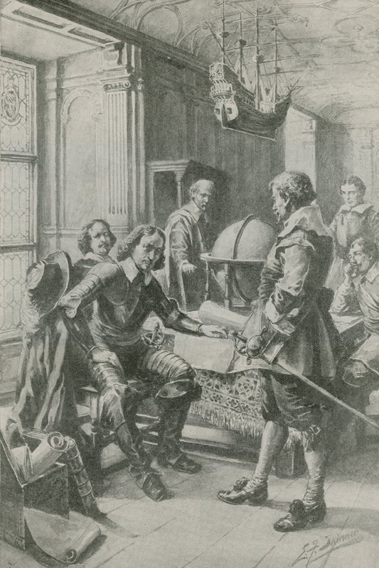 Robert Blake besøger Oliver Cromwell (litografi) af Edward Frederick Skinner