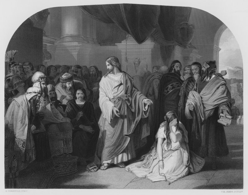 Go, And Sin No More, fra billedet i Den Kongelige Samling (gravering) af Edward Henry (after) Corbould