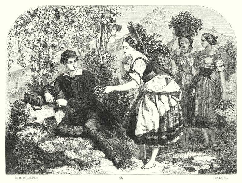 Lord Byrons barn Harold, Canto III, strofe 55 (gravering) af Edward Henry (after) Corbould
