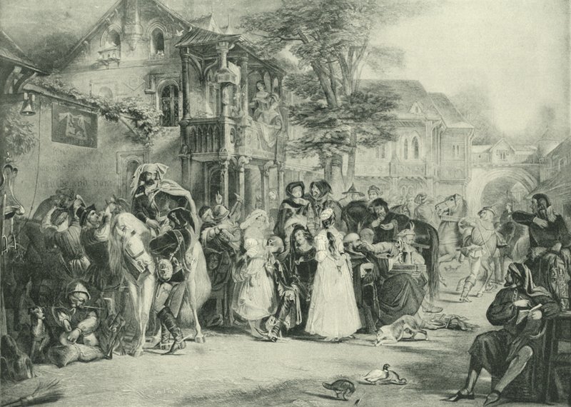 Chaucer and the Canterbury Pilgrims (gravure) af Edward Henry Corbould