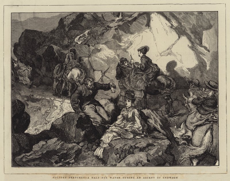 Ferieskitser, et stop for vand under en bestigning af Snowdon af Edward John Gregory