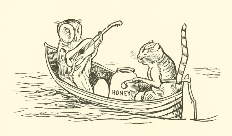 Uglen og fissekatten (gravering) af Edward Lear