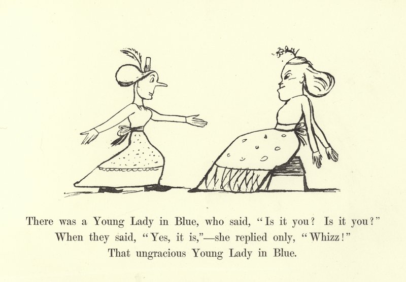 Der var en ung dame i blåt, som sagde: Er det dig, er det dig af Edward Lear
