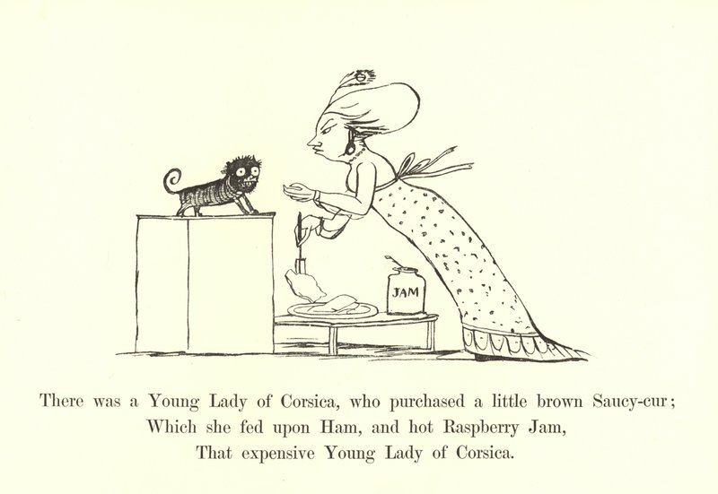 Der var en ung dame fra Korsika, som købte en lille brun Saucy-cur af Edward Lear