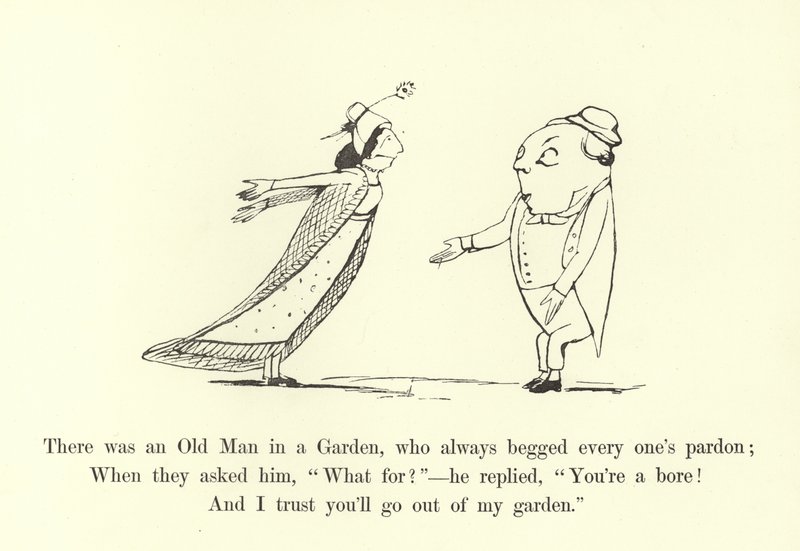 Der var en gammel mand i en have, som altid bad alle om undskyldning af Edward Lear