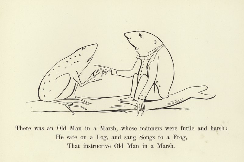 Der var en gammel mand i en mose, hvis manerer var forgæves og barske af Edward Lear