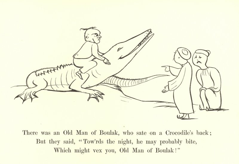 Der var en gammel mand fra Boulak, som sad på en krokodilles ryg af Edward Lear