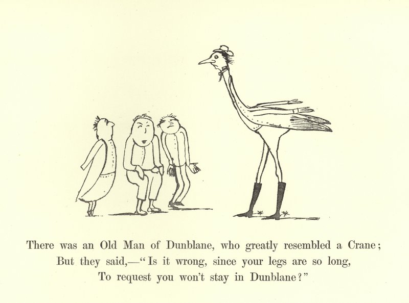 Der var en gammel mand fra Dunblane, som meget lignede en trane af Edward Lear