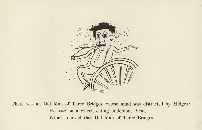 Der var en gammel mand med tre broer, hvis sind blev distraheret af Midges af Edward Lear