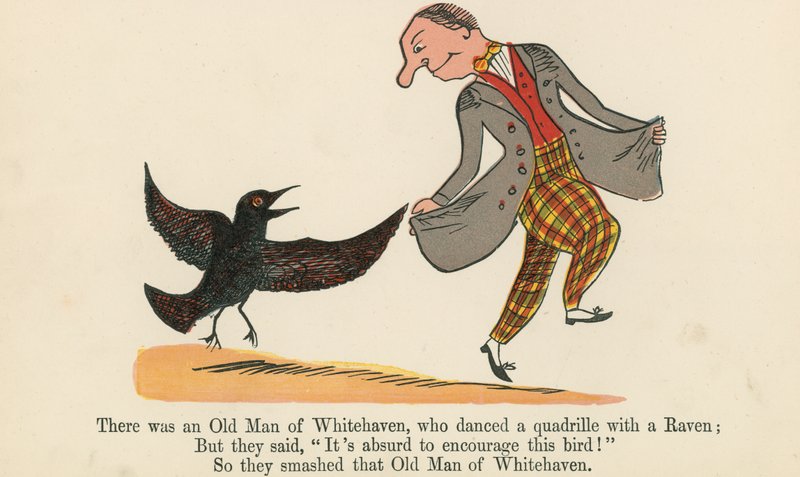 Der var en gammel mand fra Whitehaven, som dansede en kvadrille med en ravn, fra 