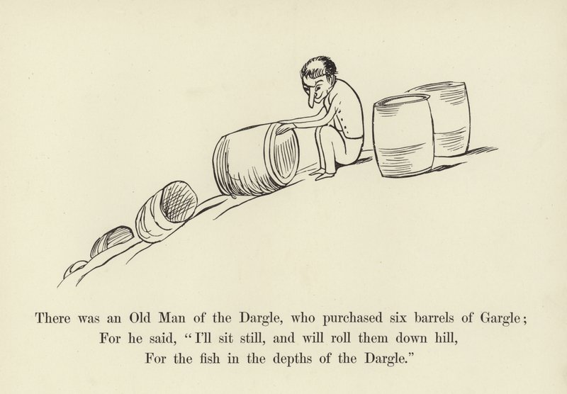 Der var en Old Man of the Dargle, som købte seks tønder Gargle af Edward Lear