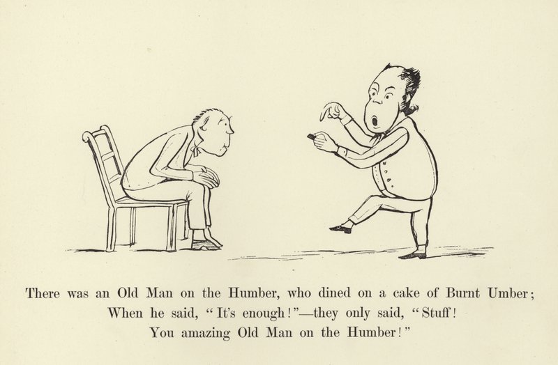 Der var en gammel mand på Humber, som spiste på en kage af brændt umber af Edward Lear