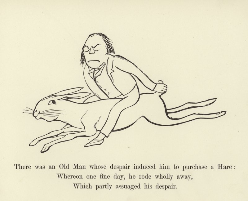 Der var en gammel mand, hvis fortvivlelse fik ham til at købe en hare af Edward Lear