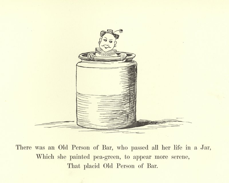 Der var en gammel person af Bar, som gik hele sit liv i en krukke af Edward Lear