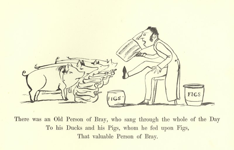 Der var en gammel person fra Bray, som sang hele dagen igennem af Edward Lear