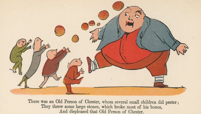 Der var en gammel person fra Chester, som flere små børn plagede, fra 