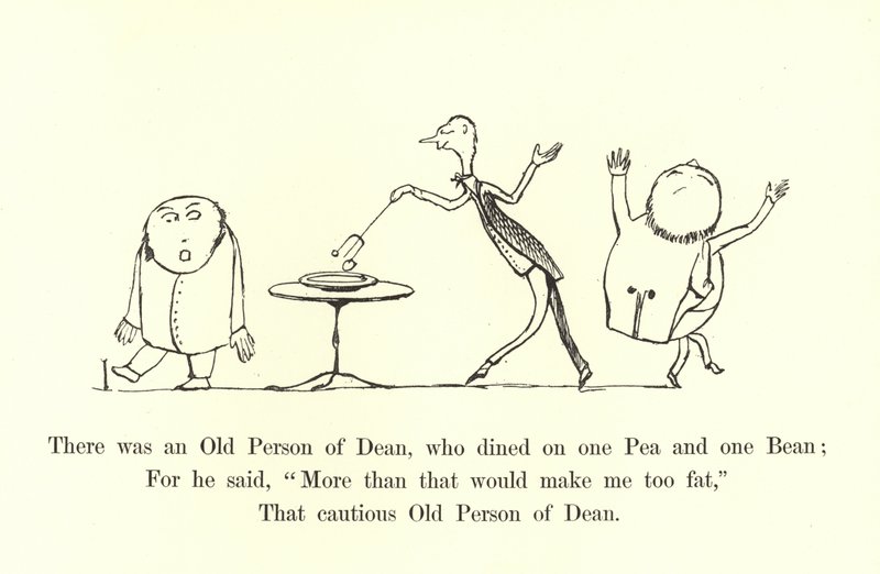 Der var en gammel person af Dean, som spiste på en ært og en bønne af Edward Lear