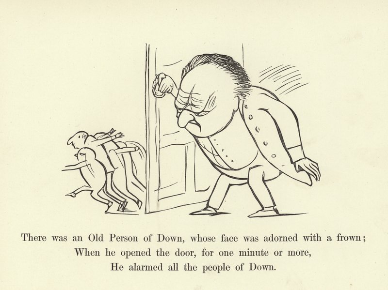 Der var en gammel person af dun, hvis ansigt var prydet med panderynker af Edward Lear