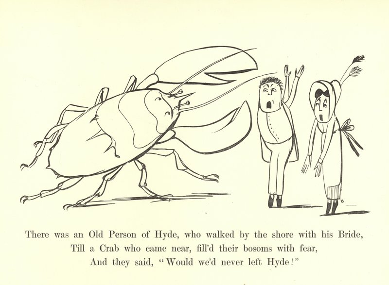 Der var en gammel person fra Hyde, som gik ved kysten med sin brud af Edward Lear
