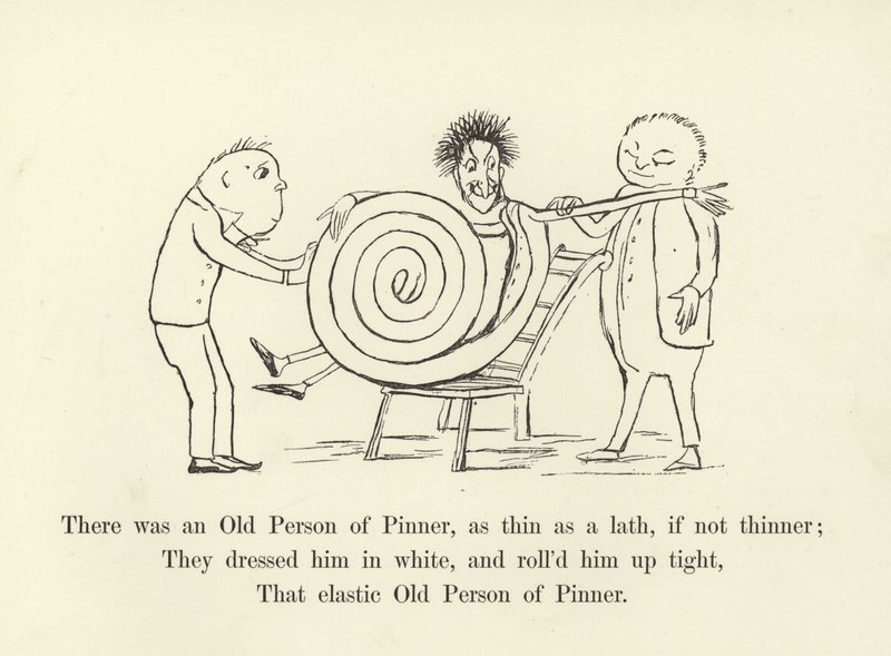 Der var en gammel mand fra Pinner, tynd som en lægte, hvis ikke tyndere af Edward Lear