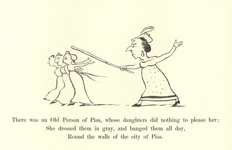Der var en gammel person i Pisa, hvis døtre ikke gjorde noget for at behage hende af Edward Lear