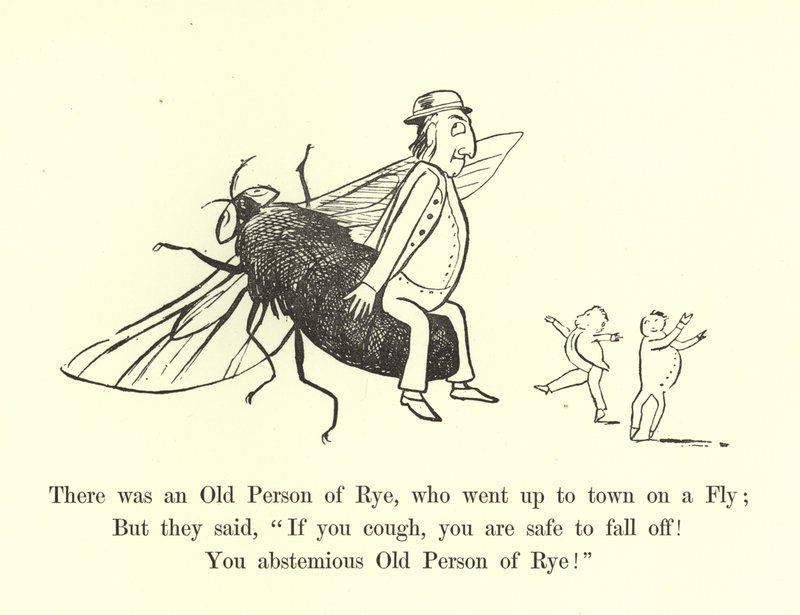 Der var en gammel Rye, som gik op til byen på en Flue af Edward Lear