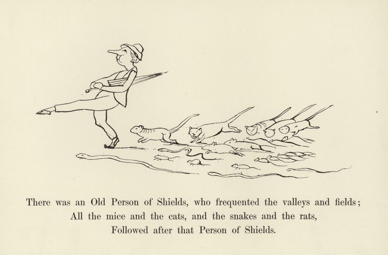 Der var en gammel skjolde, som frekventerede dale og marker af Edward Lear