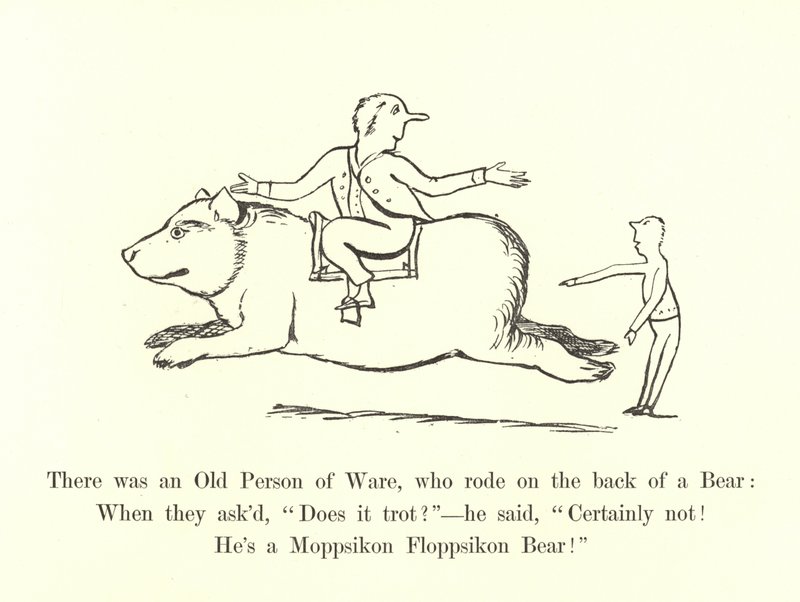 Der var en Old Person of Ware, som red på ryggen af en Bjørn af Edward Lear